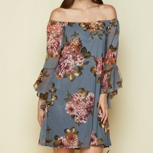 NWT Fall Floral Off the Shoulder Dress